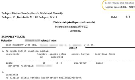 Hiteles tulajdoni lap lekérése